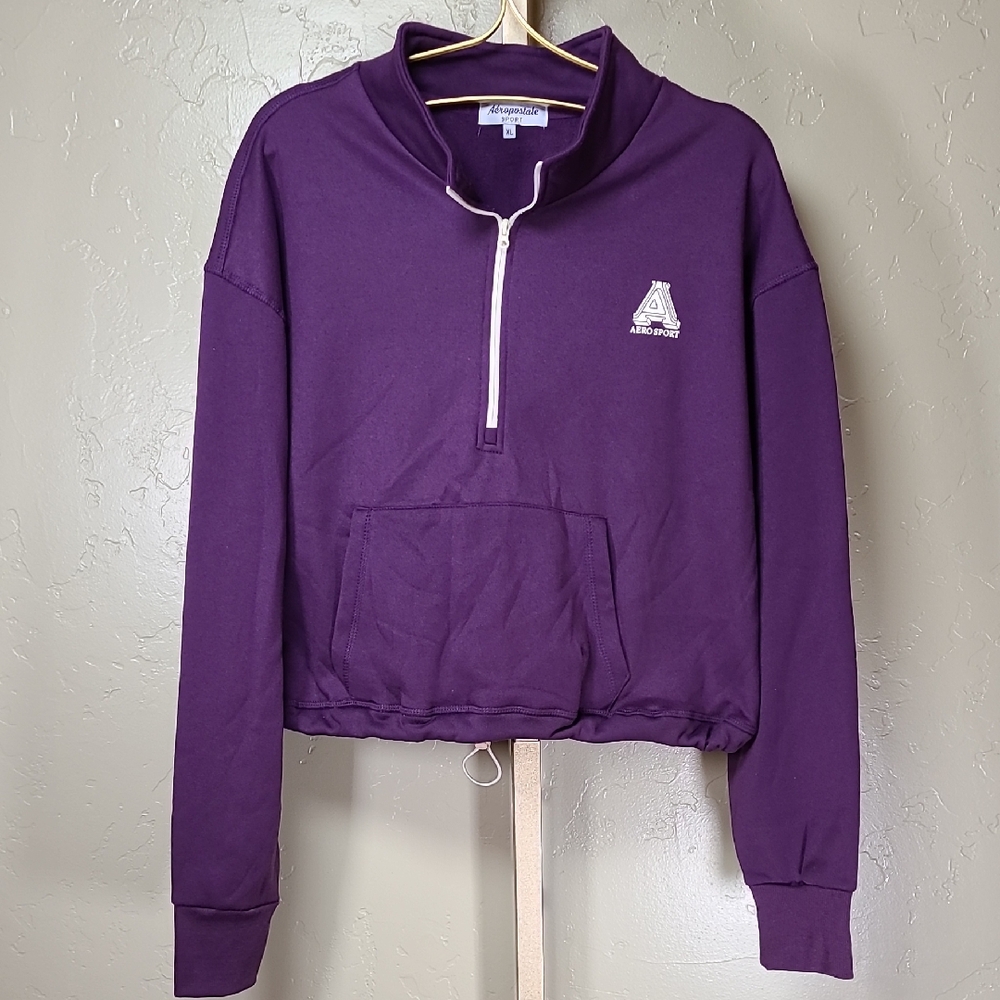 Aeropostale Sport Purple Crop Pullover Sweatshirt XL‎ NWT